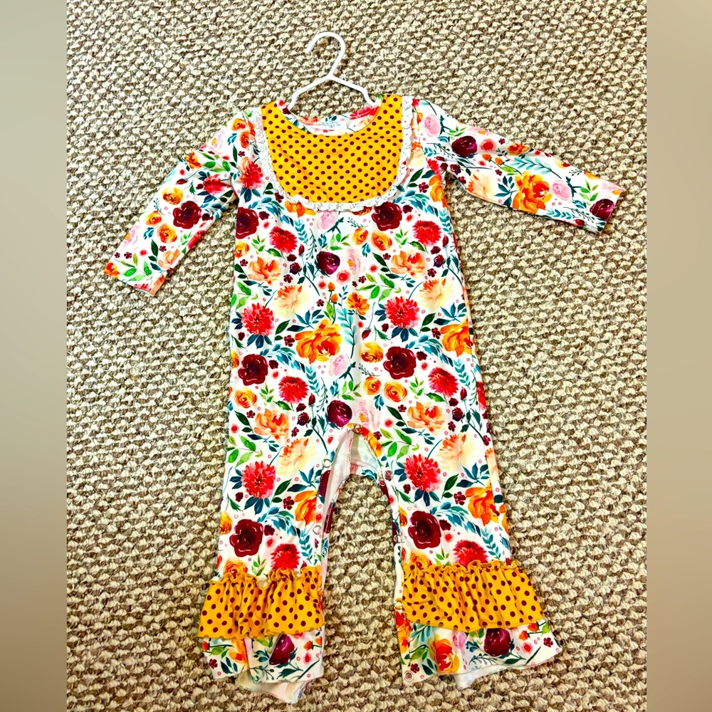 Fall floral baby romper
